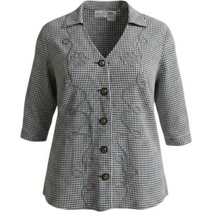 Kathie Lee Blouse Women 22W Black Gingham Embroidered Button Up Vintage 90s Top